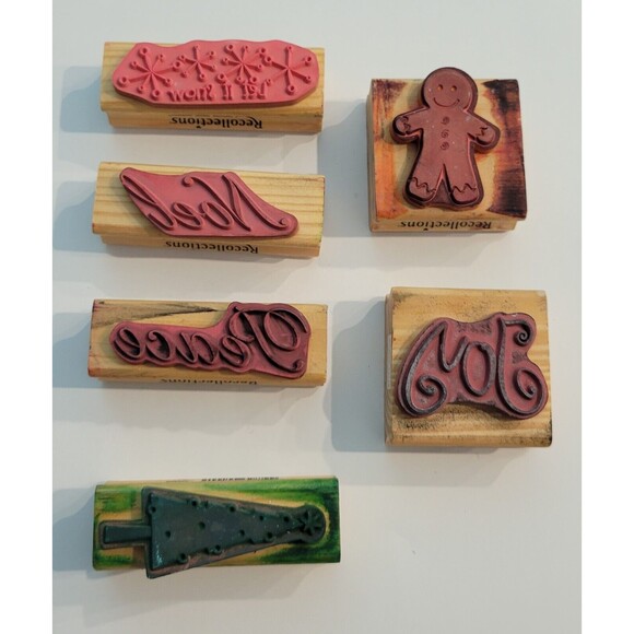Lot of 6 Christmas Rubber Stamps Recollections Brand - Picture 2 of 2